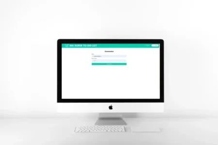 application to-do list réalisée en react.js et node.js ordinateur affichant une application de to-do list