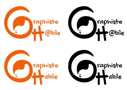 logo de Graphiste Habile décliné en orange et en noir