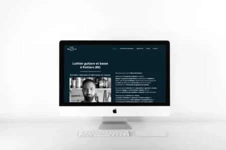 mockup d’un iMac affichant le site internet responsive de Black Owl Guitars